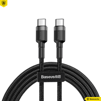 Baseus Cafule PD 2.0 USB-C – USB-C PD 2.0, QC 3.0 kábel, 60 W, 2 m (fekete-szürke) Baseus Cafule PD 2.0 USB-C – USB-C PD 2.0, QC 3.0 kábel, 60 W, 2 m (fekete-szürke)