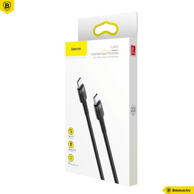 Baseus Cafule PD 2.0 USB-C – USB-C PD 2.0, QC 3.0 kábel, 60 W, 2 m (fekete-szürke) Baseus Cafule PD 2.0 USB-C – USB-C PD 2.0, QC 3.0 kábel, 60 W, 2 m (fekete-szürke)