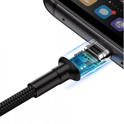 Baseus Cafule USB-USB-C kábel Huawei SuperCharge, QC 3.0, 5A 1m, fekete-szürke Baseus Cafule USB-USB-C kábel Huawei SuperCharge, QC 3.0, 5A 1m, fekete-szürke
