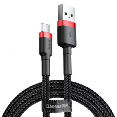 Baseus Cafule USB-USB-C kábel 2A, 3m, piros-fekete Baseus Cafule USB-USB-C kábel 2A, 3m, piros-fekete
