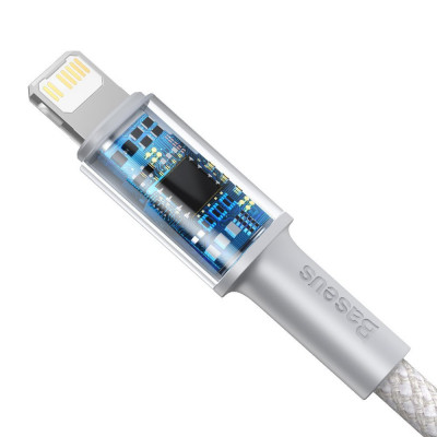 Baseus USB-C, nagy sűrűségű fonott kábel, Lightning, 20 W, 5 A, PD, 1 m, fehér Baseus USB-C, nagy sűrűségű fonott kábel, Lightning, 20 W, 5 A, PD, 1 m, fehér