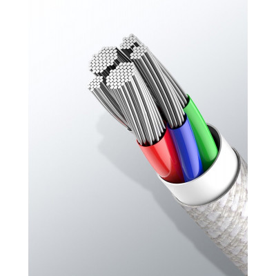 Baseus USB-C, nagy sűrűségű fonott kábel, Lightning, 20 W, 5 A, PD, 1 m, fehér Baseus USB-C, nagy sűrűségű fonott kábel, Lightning, 20 W, 5 A, PD, 1 m, fehér