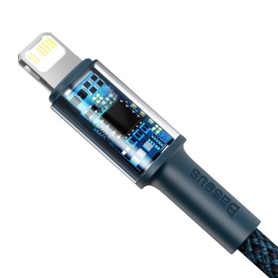 Baseus USB-C kábel Lightning, nagy sűrűségű fonott, 20 W, 5 A, PD, 1 m, kék Baseus USB-C kábel Lightning, nagy sűrűségű fonott, 20 W, 5 A, PD, 1 m, kék