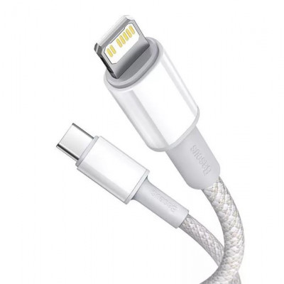 Baseus USB-C kábel a Lightning Baseushoz, nagy sűrűségű fonott kábel, 20 W, PD, 2 m, fehér Baseus USB-C kábel a Lightning Baseushoz, nagy sűrűségű fonott kábel, 20 W, PD, 2 m, fehér