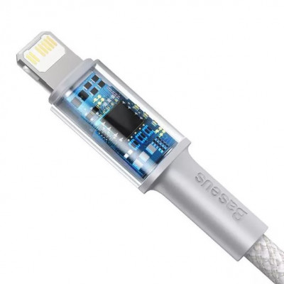 Baseus USB-C kábel a Lightning Baseushoz, nagy sűrűségű fonott kábel, 20 W, PD, 2 m, fehér Baseus USB-C kábel a Lightning Baseushoz, nagy sűrűségű fonott kábel, 20 W, PD, 2 m, fehér
