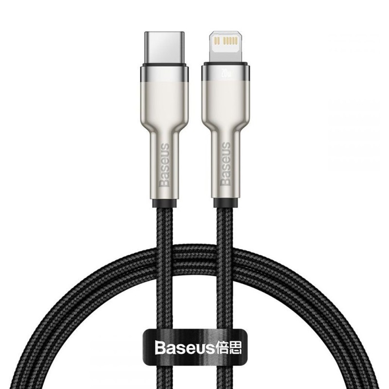 Baseus Cafule Series Metal USB-C - Lightning kábel, PD 20W 25cm fekete Baseus Cafule Series Metal USB-C - Lightning kábel, PD 20W 25cm fekete