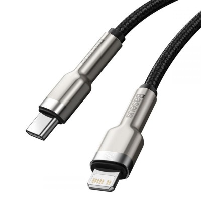 Baseus Cafule Series Metal USB-C - Lightning kábel, PD 20W 25cm fekete Baseus Cafule Series Metal USB-C - Lightning kábel, PD 20W 25cm fekete