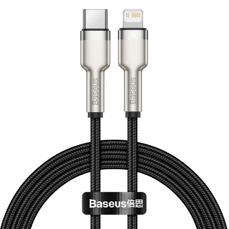 Baseus USB-C kábel a Lightning Cafule, PD, 20 W, 1 m, fekete Baseus USB-C kábel a Lightning Cafule, PD, 20 W, 1 m, fekete