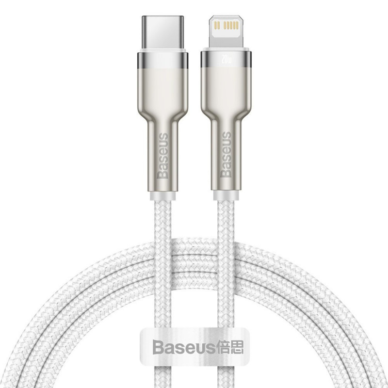 Baseus USB-C kábel a Lightning Baseus Cafule-hez, PD, 20 W, 1 m, fehér Baseus USB-C kábel a Lightning Baseus Cafule-hez, PD, 20 W, 1 m, fehér