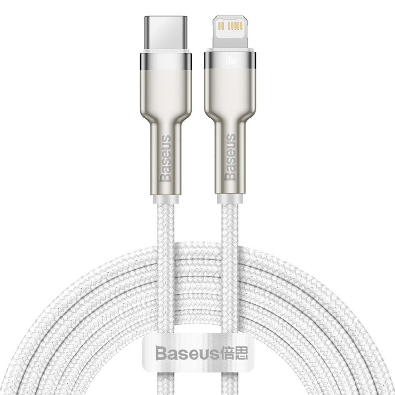 Baseus USB-C kábel a Lightning Cafule, PD, 20 W, 2 m, fehér Baseus USB-C kábel a Lightning Cafule, PD, 20 W, 2 m, fehér