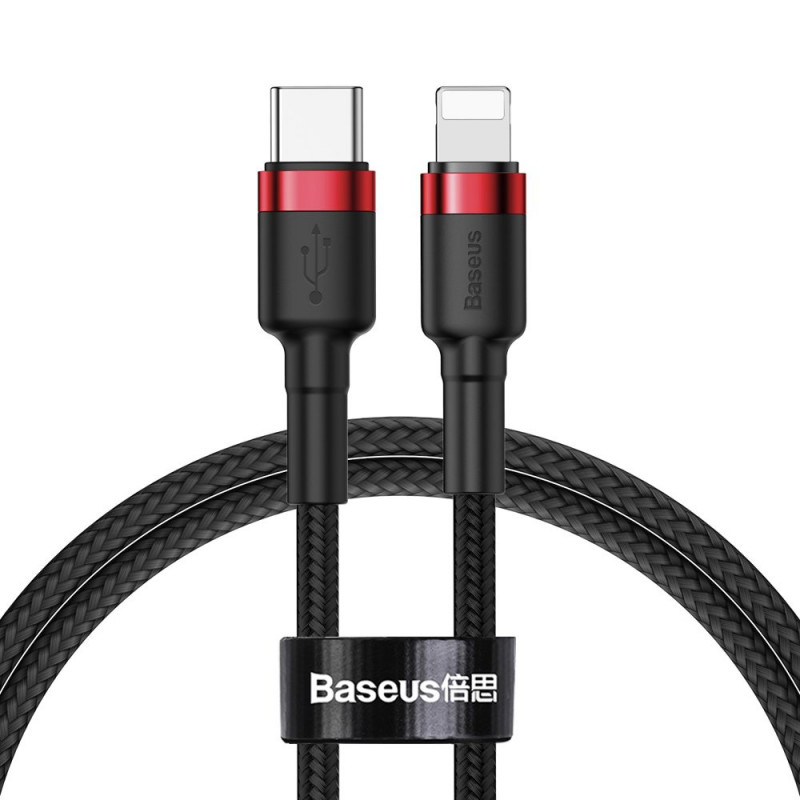 Baseus Cafule USB-C – Lightning PD kábel, 18 W, 1 m, fekete-piros Baseus Cafule USB-C – Lightning PD kábel, 18 W, 1 m, fekete-piros