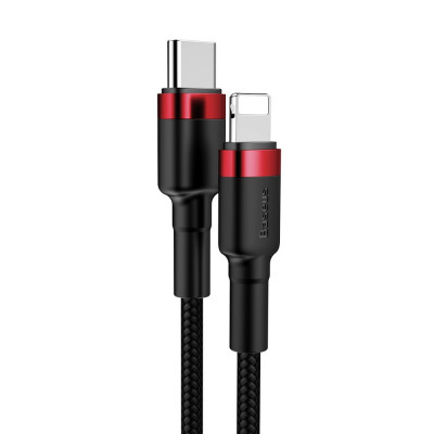 Baseus Cafule USB-C – Lightning PD kábel, 18 W, 1 m, fekete-piros Baseus Cafule USB-C – Lightning PD kábel, 18 W, 1 m, fekete-piros