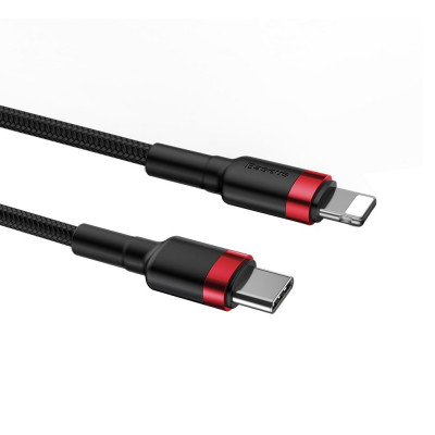 Baseus Cafule USB-C – Lightning PD kábel, 18 W, 1 m, fekete-piros Baseus Cafule USB-C – Lightning PD kábel, 18 W, 1 m, fekete-piros