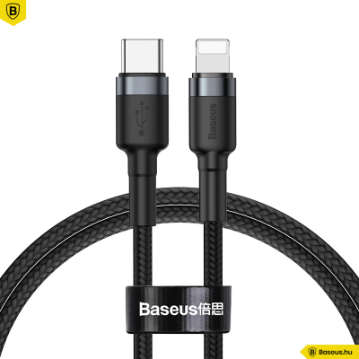 Baseus Type-C/iPhone PD adat/töltőkábel 18W 1m Cafule - Szürke/Fekete Baseus Type-C/iPhone PD adat/töltőkábel 18W 1m Cafule - Szürke/Fekete