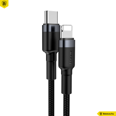 Baseus Type-C/iPhone PD adat/töltőkábel 18W 1m Cafule - Szürke/Fekete Baseus Type-C/iPhone PD adat/töltőkábel 18W 1m Cafule - Szürke/Fekete
