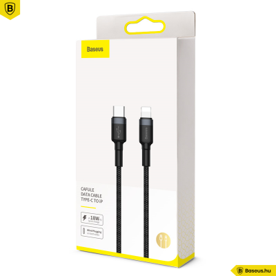 Baseus Type-C/iPhone PD adat/töltőkábel 18W 1m Cafule - Szürke/Fekete Baseus Type-C/iPhone PD adat/töltőkábel 18W 1m Cafule - Szürke/Fekete