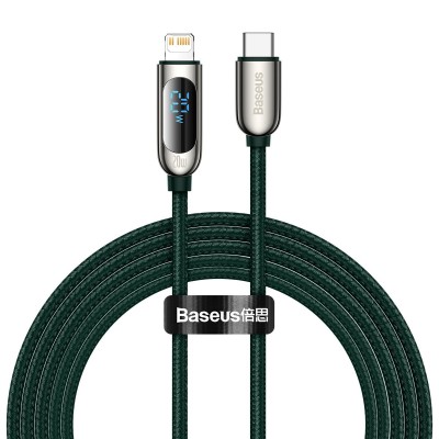 Baseus USB-C-Lightning kijelzőkábel, PD, 20 W, 2 m, zöld Baseus USB-C-Lightning kijelzőkábel, PD, 20 W, 2 m, zöld