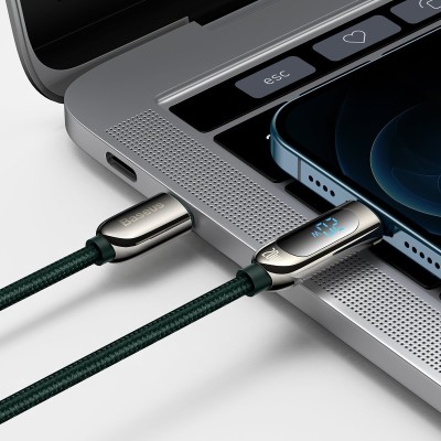 Baseus USB-C-Lightning kijelzőkábel, PD, 20 W, 2 m, zöld Baseus USB-C-Lightning kijelzőkábel, PD, 20 W, 2 m, zöld