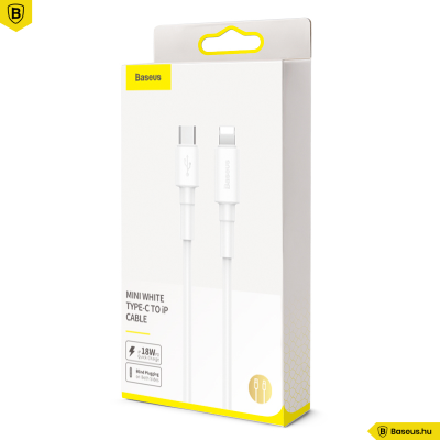 Baseus Type-C/Lightning PD 18W gyors adat/töltőkábel Mini - Fehér Baseus Type-C/Lightning PD 18W gyors adat/töltőkábel Mini - Fehér