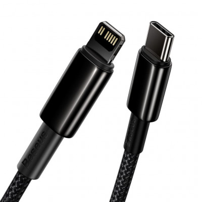 Baseus Lightning Gold-hoz USB-C kábel, 20 W, 5 A, PD, 1 m, fekete Baseus Lightning Gold-hoz USB-C kábel, 20 W, 5 A, PD, 1 m, fekete