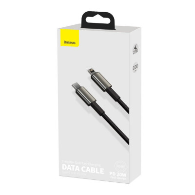 Baseus Lightning Gold-hoz USB-C kábel, 20 W, 5 A, PD, 1 m, fekete Baseus Lightning Gold-hoz USB-C kábel, 20 W, 5 A, PD, 1 m, fekete