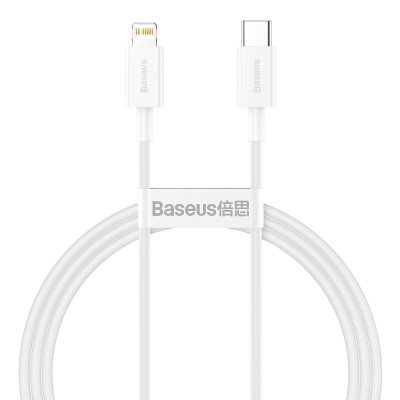 Baseus Superior USB-C / Lightning gyors adat/töltőkábel PD 20W 1m - Fehér Baseus Superior USB-C / Lightning gyors adat/töltőkábel PD 20W 1m - Fehér
