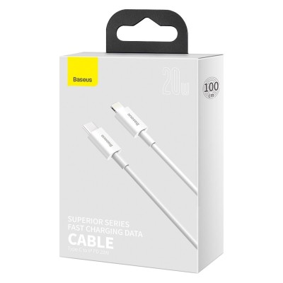 Baseus Superior USB-C / Lightning gyors adat/töltőkábel PD 20W 1m - Fehér Baseus Superior USB-C / Lightning gyors adat/töltőkábel PD 20W 1m - Fehér