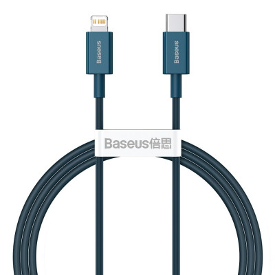 Baseus USB-C kábel a Lightning Superior sorozathoz, 20 W, PD, 1 m, kék Baseus USB-C kábel a Lightning Superior sorozathoz, 20 W, PD, 1 m, kék