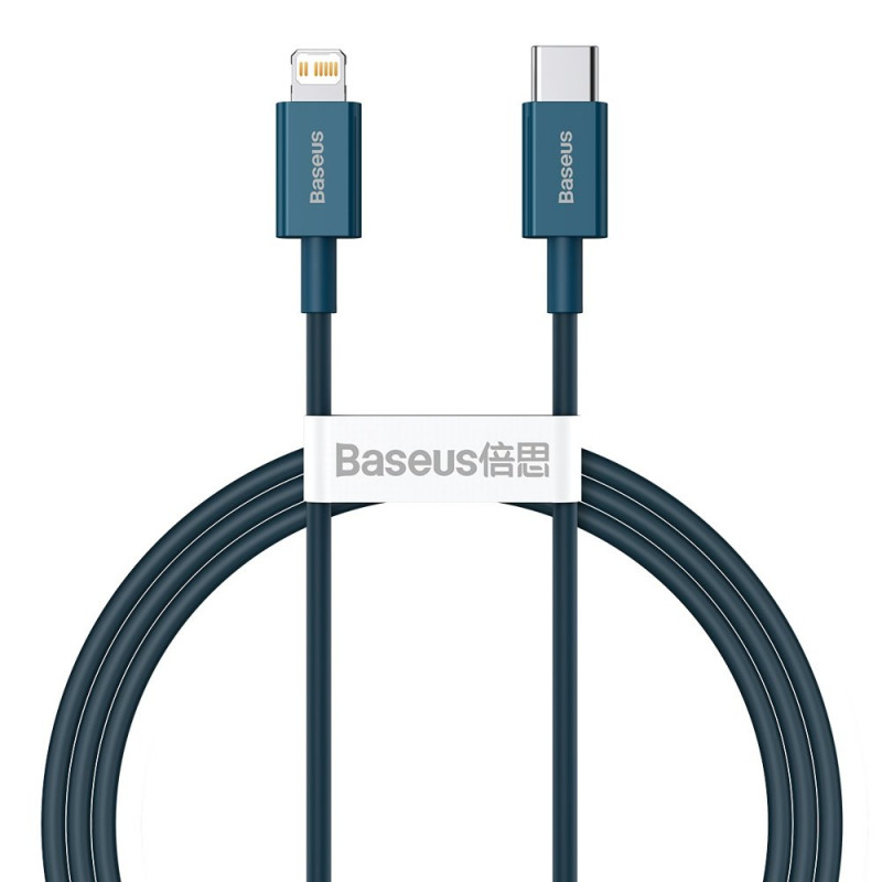 Baseus USB-C kábel a Lightning Superior sorozathoz, 20 W, PD, 1 m, kék Baseus USB-C kábel a Lightning Superior sorozathoz, 20 W, PD, 1 m, kék