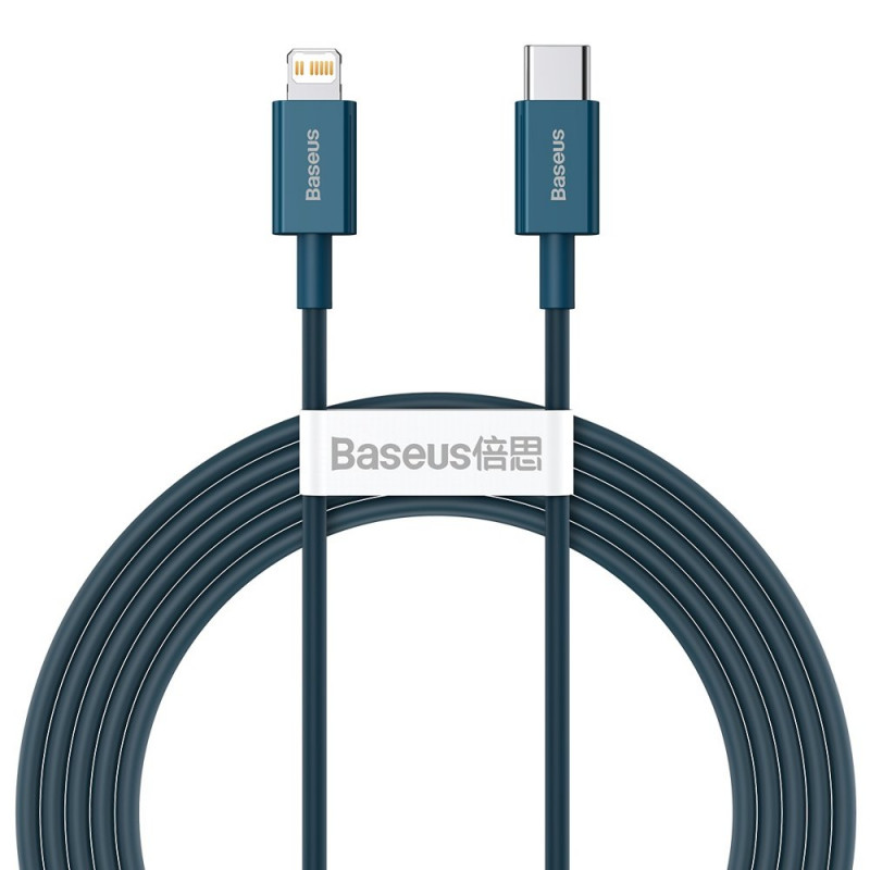 Baseus USB-C kábel a Lightning Superior sorozat, 20 W, PD, 2 m, kék Baseus USB-C kábel a Lightning Superior sorozat, 20 W, PD, 2 m, kék