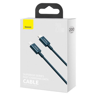 Baseus USB-C kábel a Lightning Superior sorozat, 20 W, PD, 2 m, kék Baseus USB-C kábel a Lightning Superior sorozat, 20 W, PD, 2 m, kék