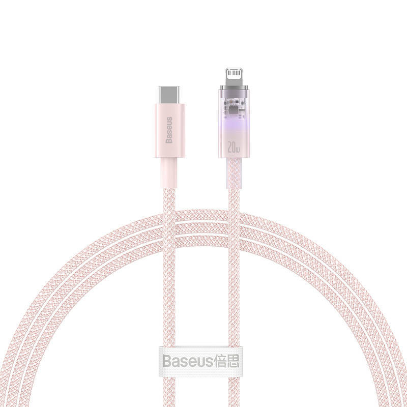 Baseus Explorer Sorozat USB-C / Lightning gyorstöltő kábel 1m, 20W (rózsaszín) Baseus Explorer Sorozat USB-C / Lightning gyorstöltő kábel 1m, 20W (rózsaszín)