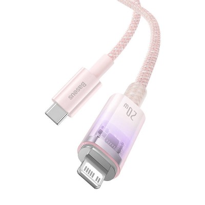 Baseus Explorer Sorozat USB-C / Lightning gyorstöltő kábel 1m, 20W (rózsaszín) Baseus Explorer Sorozat USB-C / Lightning gyorstöltő kábel 1m, 20W (rózsaszín)