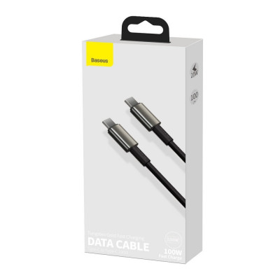 Baseus Tungsten Gold USB-C USB-C kábel, 100 W, 2 m, fekete Baseus Tungsten Gold USB-C USB-C kábel, 100 W, 2 m, fekete