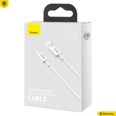 Baseus Superior Type-C gyors adat/töltőkábel 66W 1m - Fehér Baseus Superior Type-C gyors adat/töltőkábel 66W 1m - Fehér