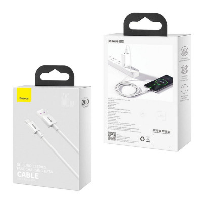 Baseus Superior USB-USB-C kábel, 66 W, 2 m, fehér Baseus Superior USB-USB-C kábel, 66 W, 2 m, fehér