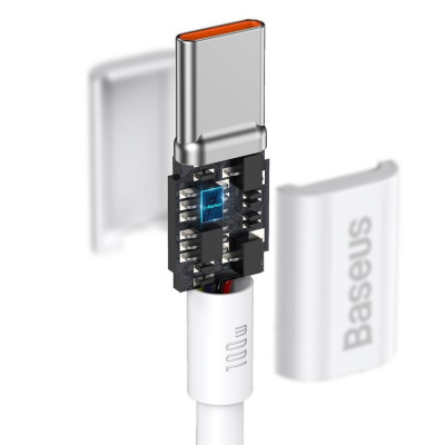 Baseus Superior sorozatú USB-C-USB-C kábel, 100 W, 1 m, fehér Baseus Superior sorozatú USB-C-USB-C kábel, 100 W, 1 m, fehér
