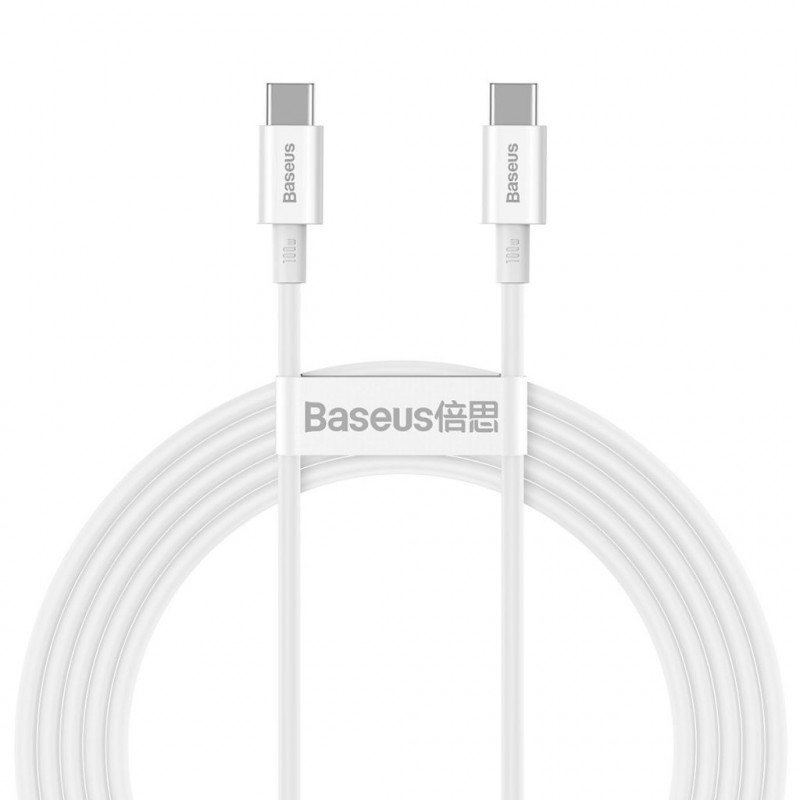 Baseus Superior sorozatú USB-C-USB-C kábel, 100 W, 2 m, fehér Baseus Superior sorozatú USB-C-USB-C kábel, 100 W, 2 m, fehér