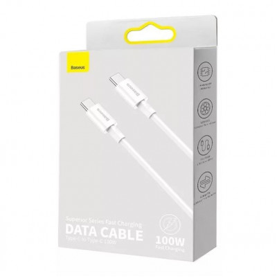 Baseus Superior sorozatú USB-C-USB-C kábel, 100 W, 2 m, fehér Baseus Superior sorozatú USB-C-USB-C kábel, 100 W, 2 m, fehér