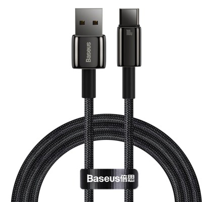Baseus Tungsten Gold adatkábel, töltőkábel USB / USB-C, 100W, 1m (fekete) Baseus Tungsten Gold adatkábel, töltőkábel USB / USB-C, 100W, 1m (fekete)