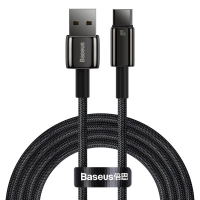 Baseus Tungsten Gold adatkábel, töltőkábel USB / USB-C, 100W, 2m (fekete) Baseus Tungsten Gold adatkábel, töltőkábel USB / USB-C, 100W, 2m (fekete)