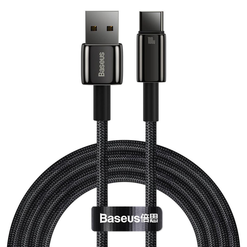 Baseus Tungsten Gold adatkábel, töltőkábel USB / USB-C, 100W, 2m (fekete) Baseus Tungsten Gold adatkábel, töltőkábel USB / USB-C, 100W, 2m (fekete)