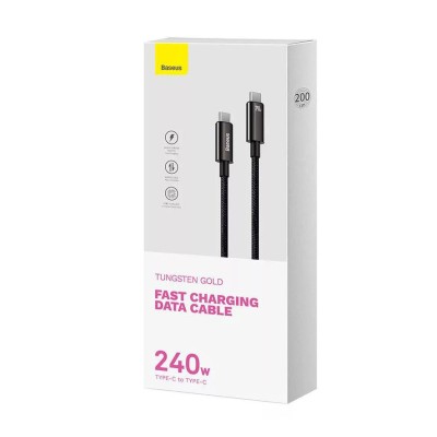 Baseus Tungsten Gold USB-C - USB-C kábel, 240W 2 m (fekete) Baseus Tungsten Gold USB-C - USB-C kábel, 240W 2 m (fekete)