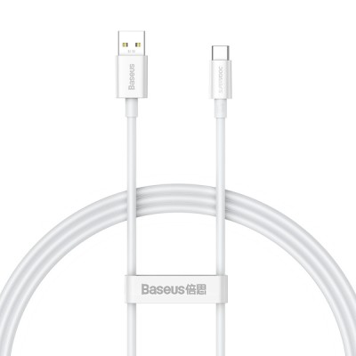 Baseus Superior Series SUPERVOOC gyorstöltő adatkábel USB - USB-C 65W, 1 m, fehér Baseus Superior Series SUPERVOOC gyorstöltő adatkábel USB - USB-C 65W, 1 m, fehér