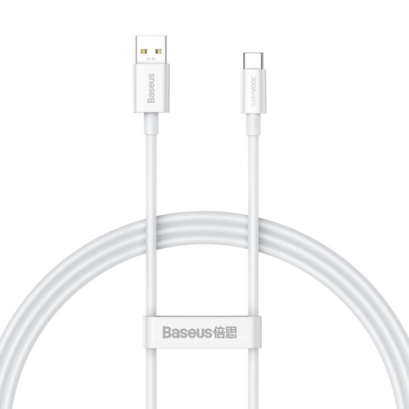 Baseus Superior Series SUPERVOOC gyorstöltő adatkábel USB - USB-C 65W, 1 m, fehér Baseus Superior Series SUPERVOOC gyorstöltő adatkábel USB - USB-C 65W, 1 m, fehér