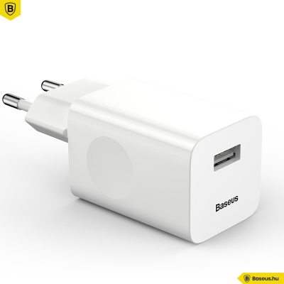 Baseus hálózati gyorstöltő USB QC 3.0 24W - Fehér Baseus hálózati gyorstöltő USB QC 3.0 24W - Fehér