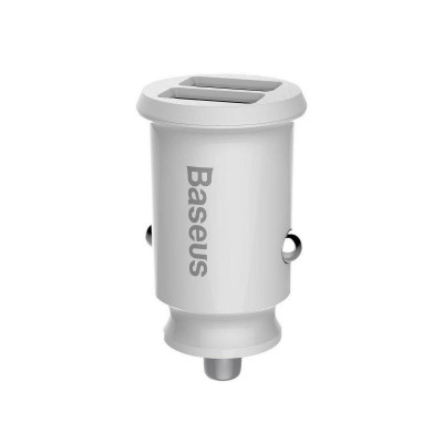 Baseus Grain autós töltő 2x USB 5V 3.1A, fehér Baseus Grain autós töltő 2x USB 5V 3.1A, fehér