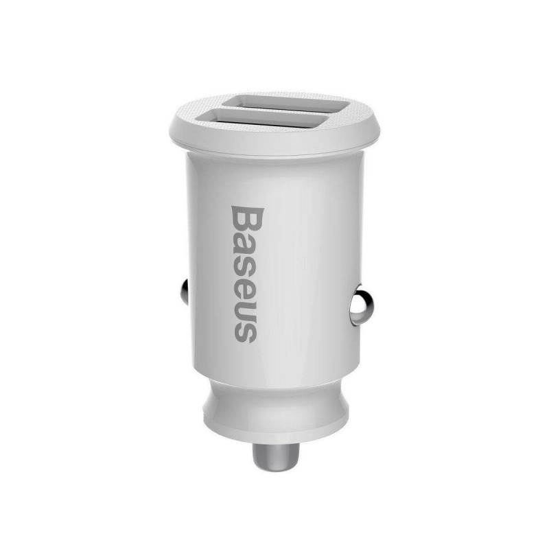 Baseus Grain autós töltő 2x USB 5V 3.1A, fehér Baseus Grain autós töltő 2x USB 5V 3.1A, fehér