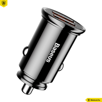 Baseus Circular autós töltő 2USB A+A 30W QC3.0 - Fekete Baseus Circular autós töltő 2USB A+A 30W QC3.0 - Fekete