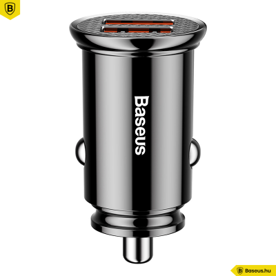 Baseus Circular autós töltő 2USB A+A 30W QC3.0 - Fekete Baseus Circular autós töltő 2USB A+A 30W QC3.0 - Fekete